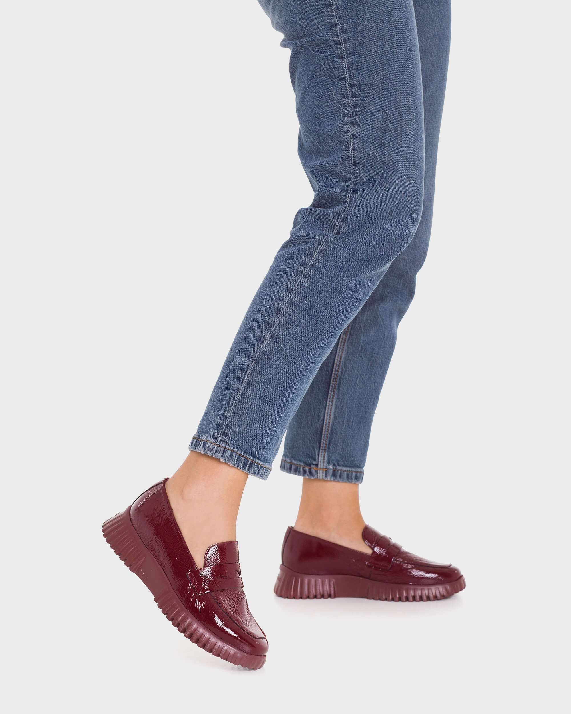 Burgundy Patent FLEXFLY 02 Loafers - Galides