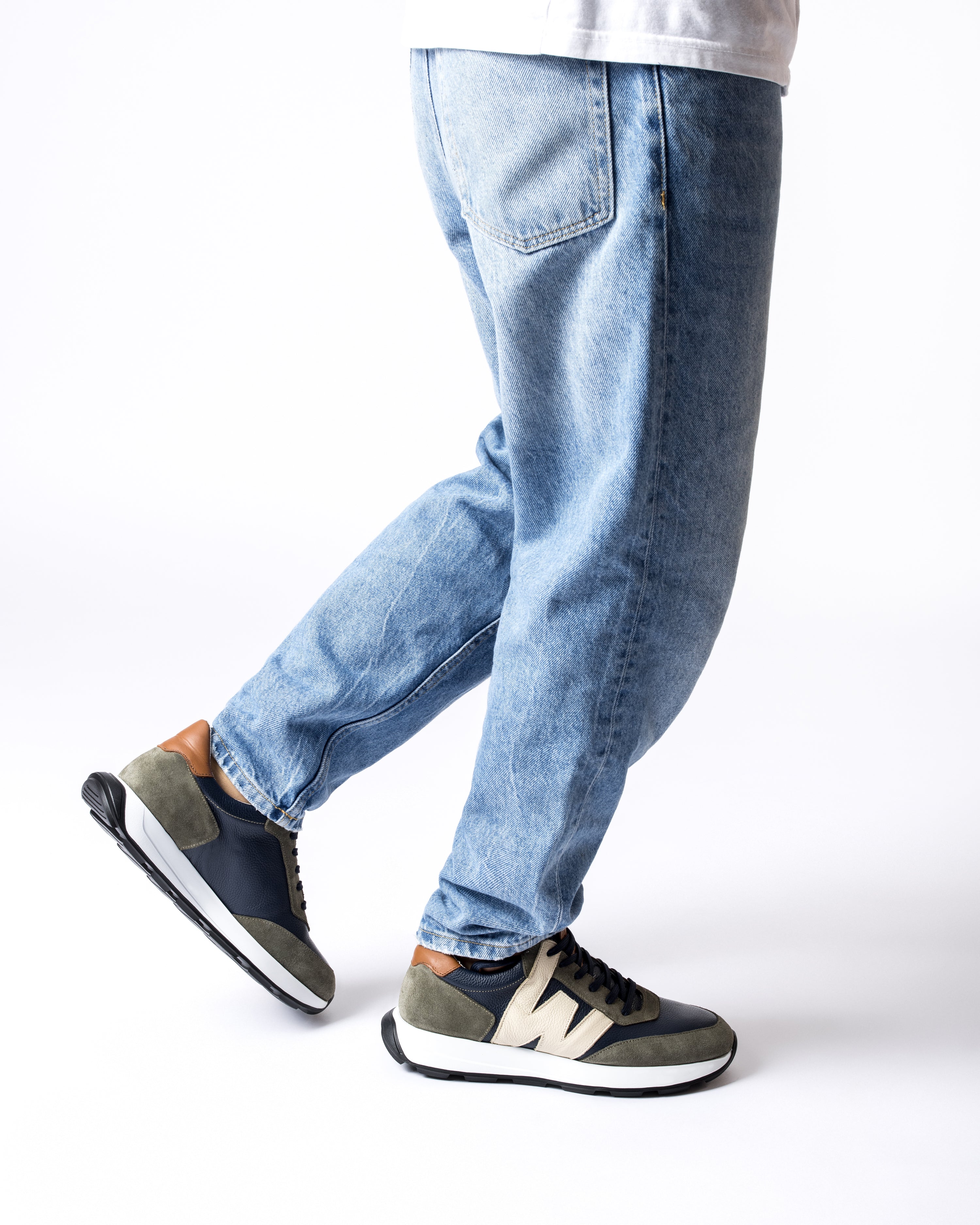 Olive, Blue RIN Sneakers - Galides